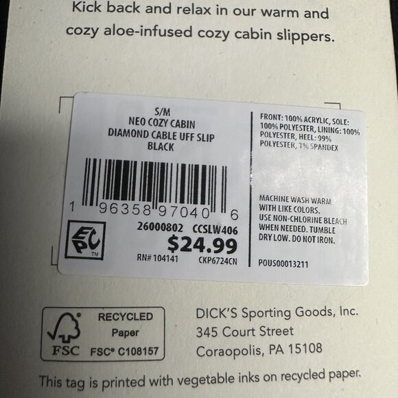 NWT Northeast Outfitters Women's Cozy Cabin Slippers Size S/M (Diamond Black) - Picture 8 of 9